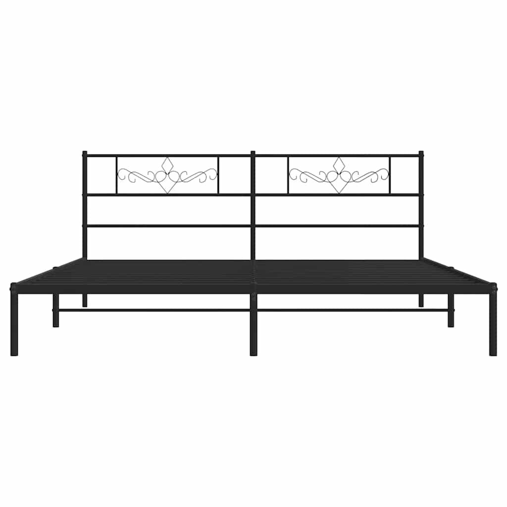 vidaXL Metal Bed Frame without Mattress with Headboard Black 193x203cm