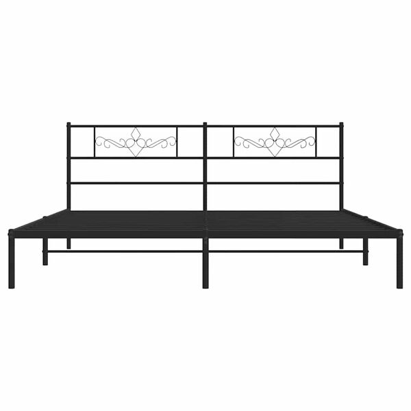 vidaXL Metal Bed Frame without Mattress with Headboard Black 193x203cm