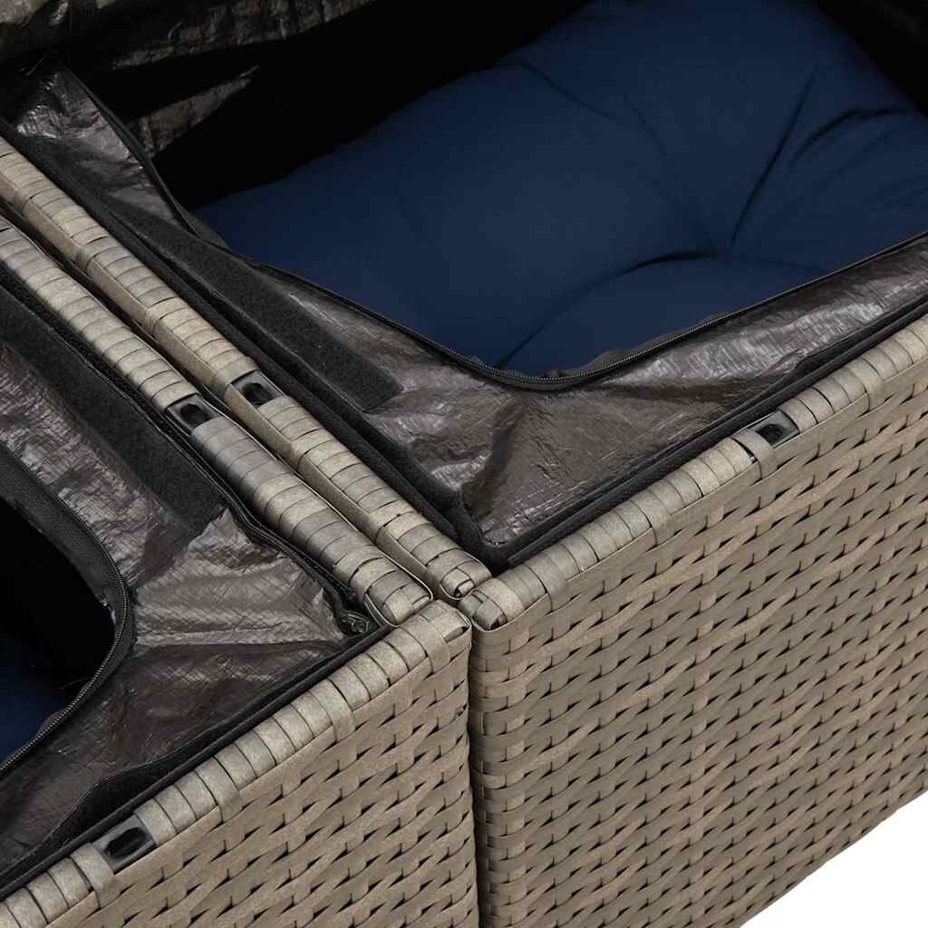 vidaXL 4 Piece Garden Sofa Set with Cushions Black Poly Rattan