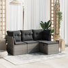 vidaXL 4 Piece Garden Sofa Set with Cushions Grey Poly Rattan