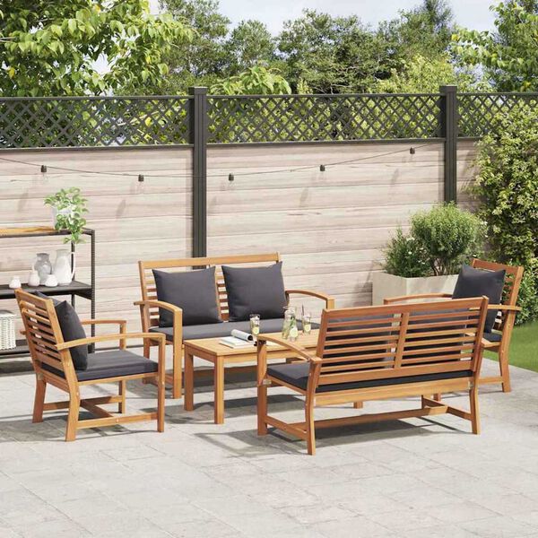 vidaXL Garden Sofa Set 5 pcs Natural Solid teak wood