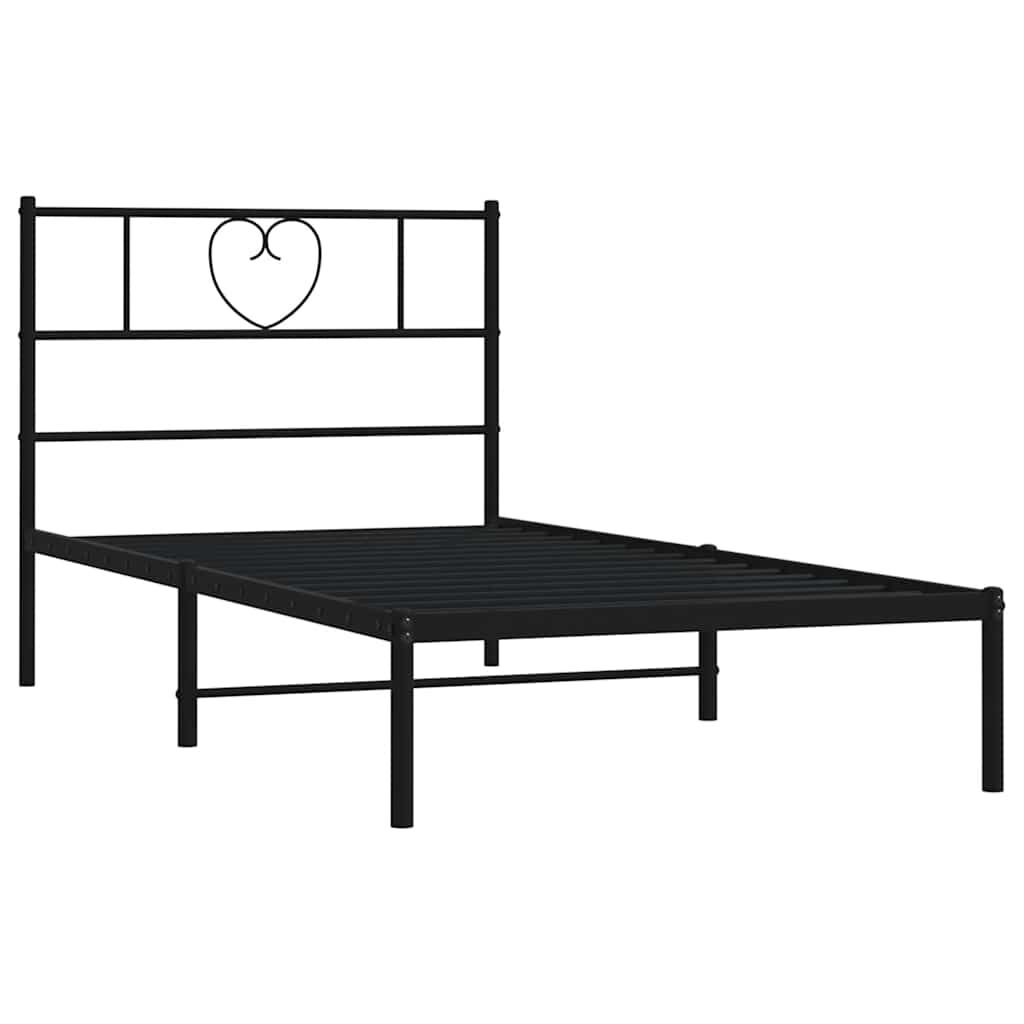 vidaXL Metal Bed Frame without Mattress with Headboard Black 100x190cm