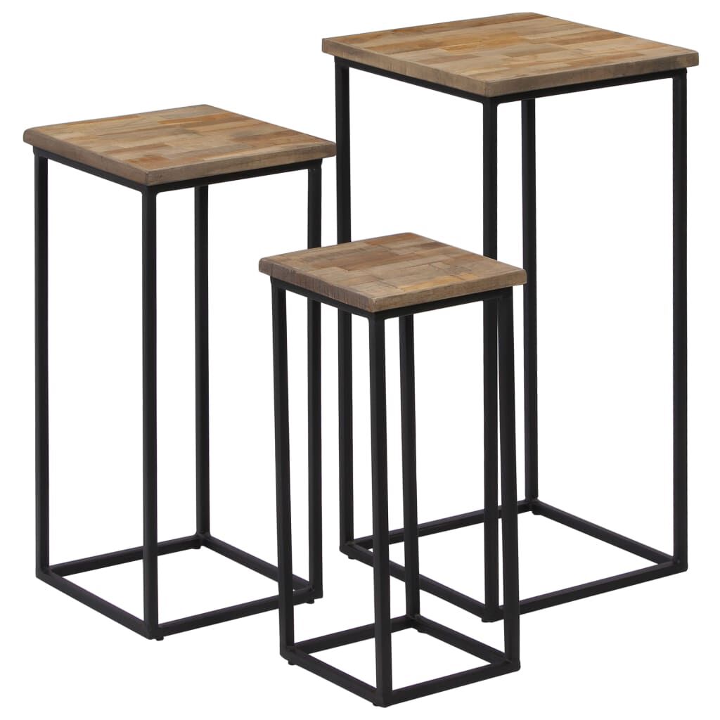 vidaXL 3 Piece Plant Table Set Reclaimed Teak