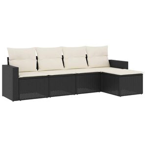 vidaXL 5 Piece Garden Sofa Set with Cushions Black Poly Rattan