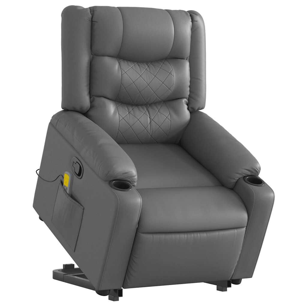 vidaXL Stand up Massage Recliner Chair Grey Faux Leather