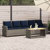 vidaXL Garden Sofa 5-Seater with Cushions Grey Poly Rattan