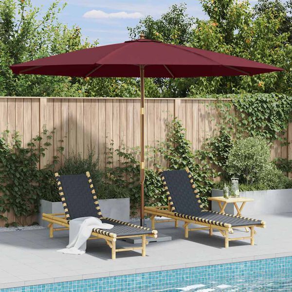 vidaXL Garden Parasol with Wooden Pole 350 cm Burgundy