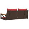 vidaXL Swing Bench with Cushions Brown 109x62x40 cm Poly Rattan
