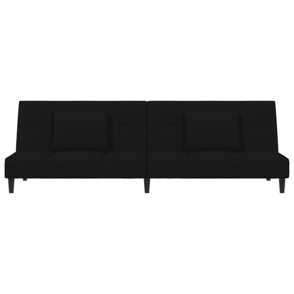 vidaXL 2-Seater Sofa Bed with Two Pillows Black Velvet