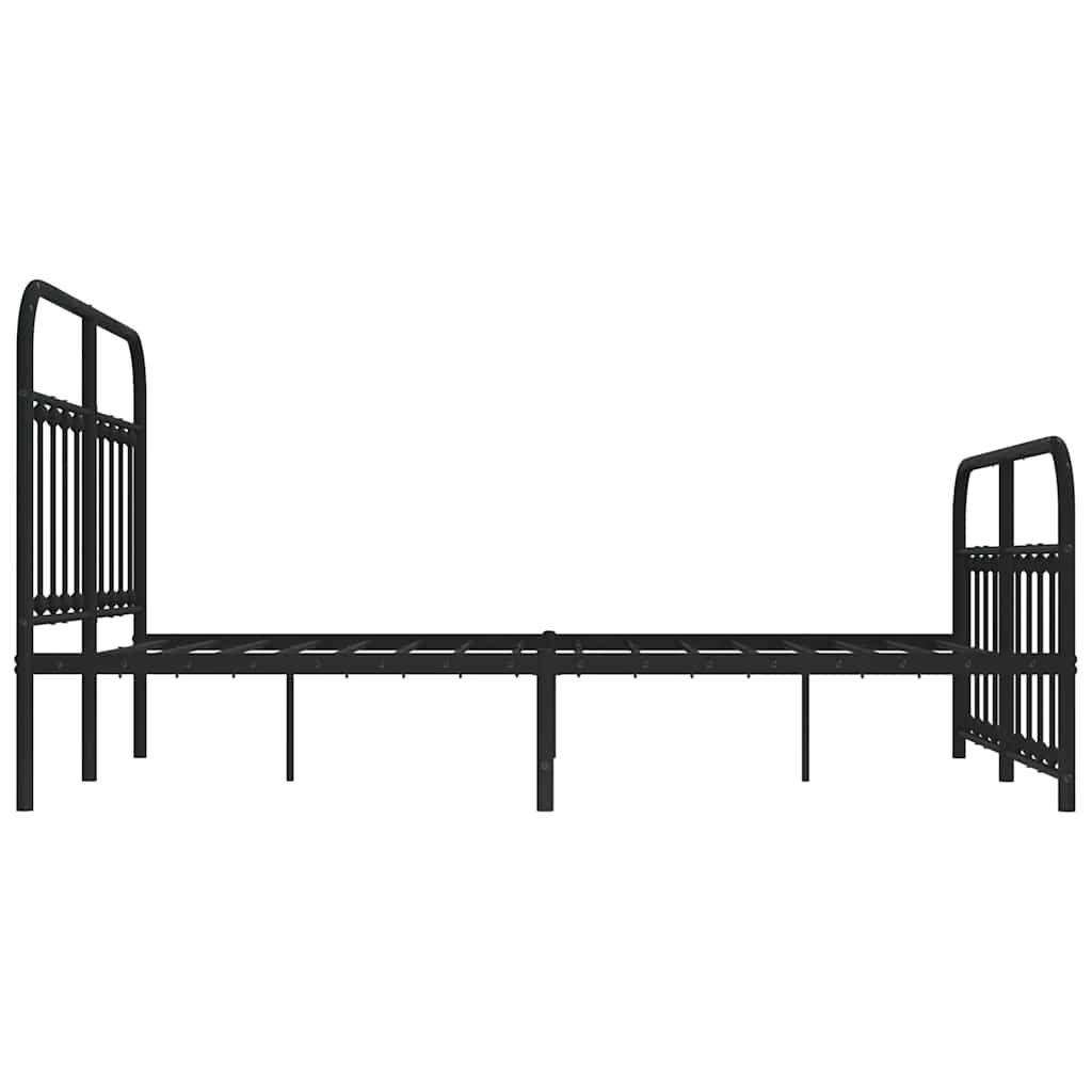 vidaXL Metal Bed Frame without Mattress with Footboard Black 150x200cm
