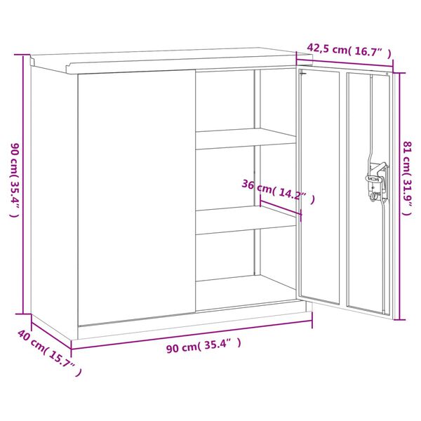 vidaXL File Cabinet Anthracite 90x40x90 cm Steel
