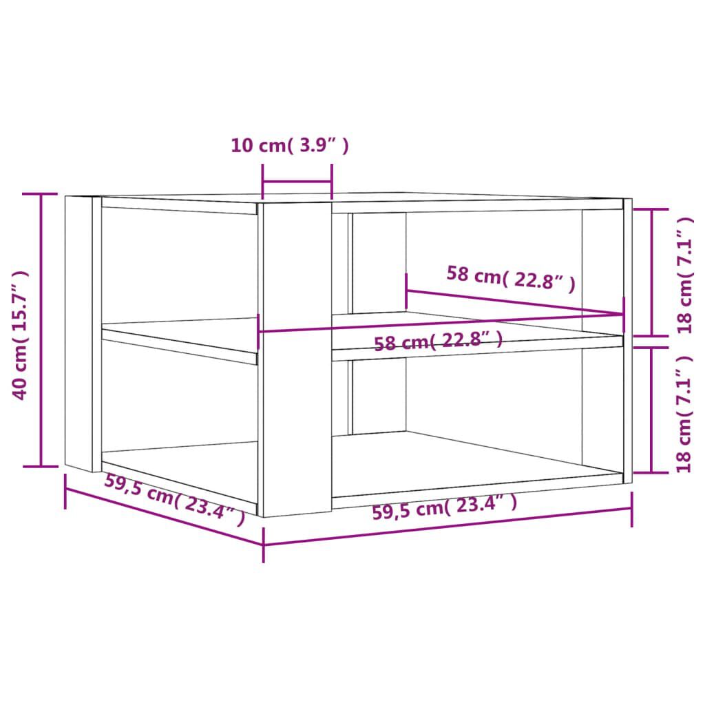 vidaXL Coffee Table Smoked Oak 59.5x59.5x40 cm Engineered Wood
