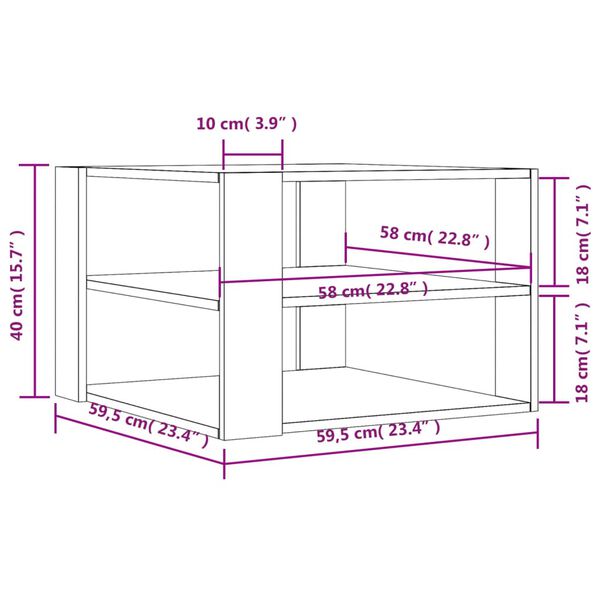 vidaXL Coffee Table Smoked Oak 59.5x59.5x40 cm Engineered Wood