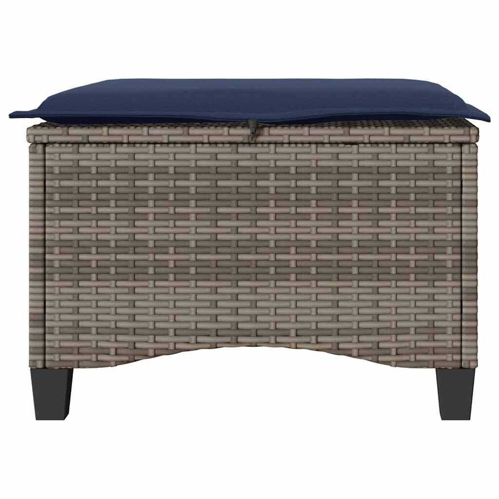 vidaXL Garden Stools with Cushions 2 pcs Grey 55x55x36 cm Poly Rattan