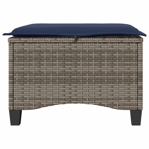 vidaXL Garden Stools with Cushions 2 pcs Grey 55x55x36 cm Poly Rattan
