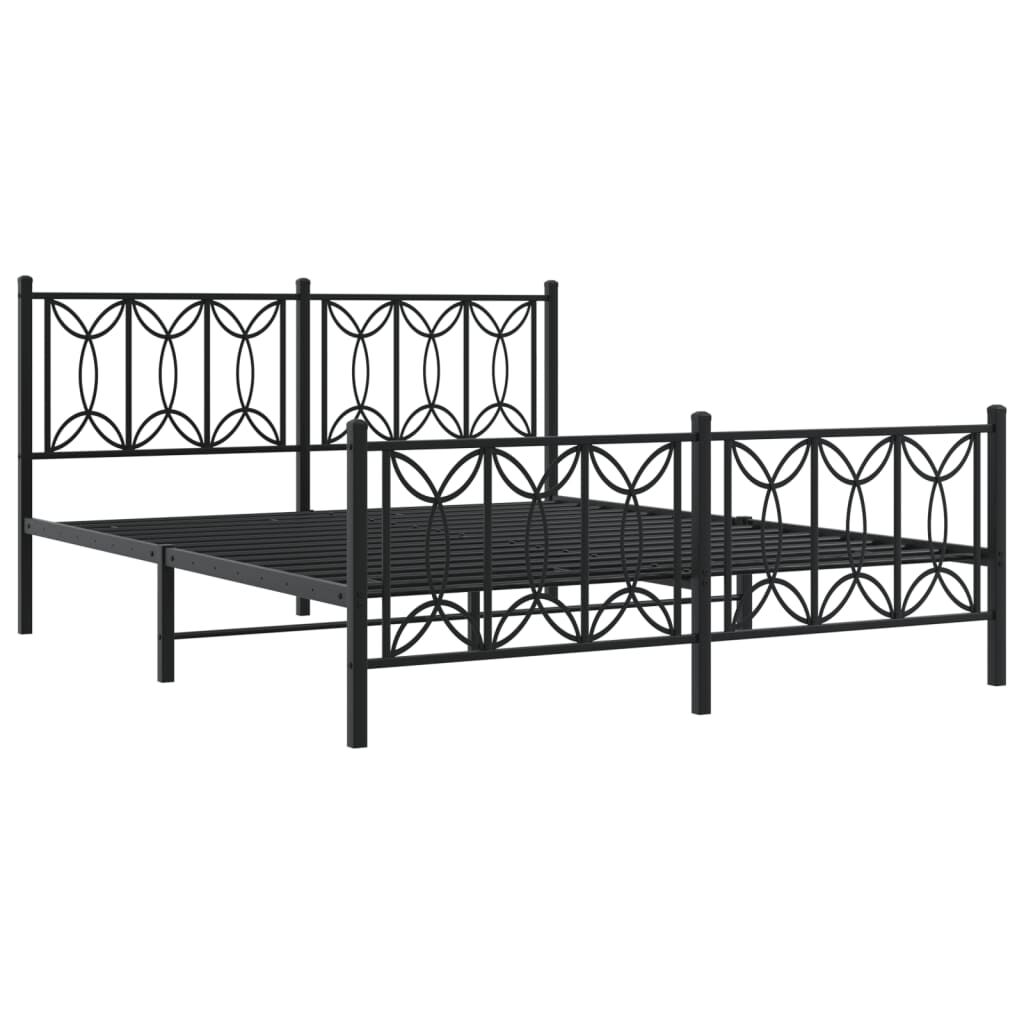 vidaXL Metal Bed Frame without Mattress with Footboard Black 150x200cm