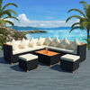 vidaXL 7 Piece Garden Lounge Set with Cushions Poly Rattan Black