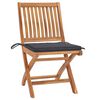 vidaXL Garden Chairs 2 pcs with Anthracite Cushions Solid Teak Wood