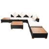 vidaXL 8 Piece Garden Lounge Set with Cushions Poly Rattan Black
