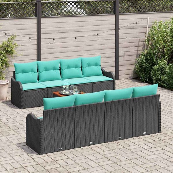 vidaXL Garden Sofa Set 9 pcs Black and turquoise