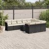 vidaXL 11 Piece Garden Sofa Set with Cushions Black Poly Rattan