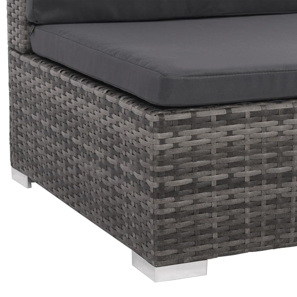 vidaXL 12 Piece Garden Lounge Set with Cushions Poly Rattan Grey