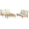 vidaXL 3 Piece Garden Lounge Set with Cream White Cushions Bamboo