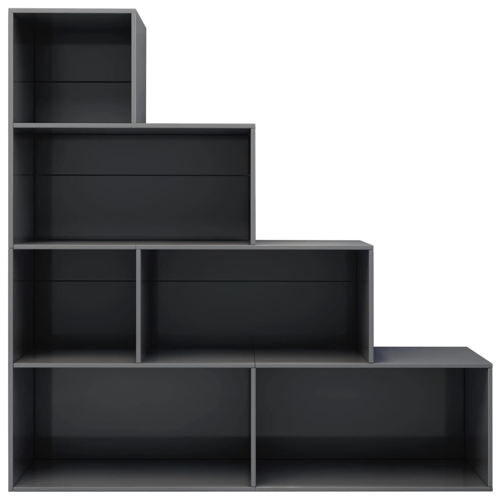 vidaXL Book Cabinet/Room Divider High Gloss Grey 155x24x160 cm Engineered Wood