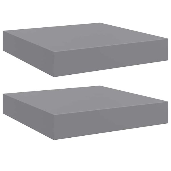 vidaXL Floating Wall Shelves 2 pcs Grey 23x23.5x3.8 cm MDF