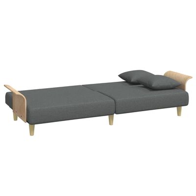 vidaXL Sofa Bed with Armrests Dark Grey Fabric