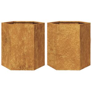 vidaXL Garden Planters 2 pcs Hexagon 46x40x45 cm Weathering Steel