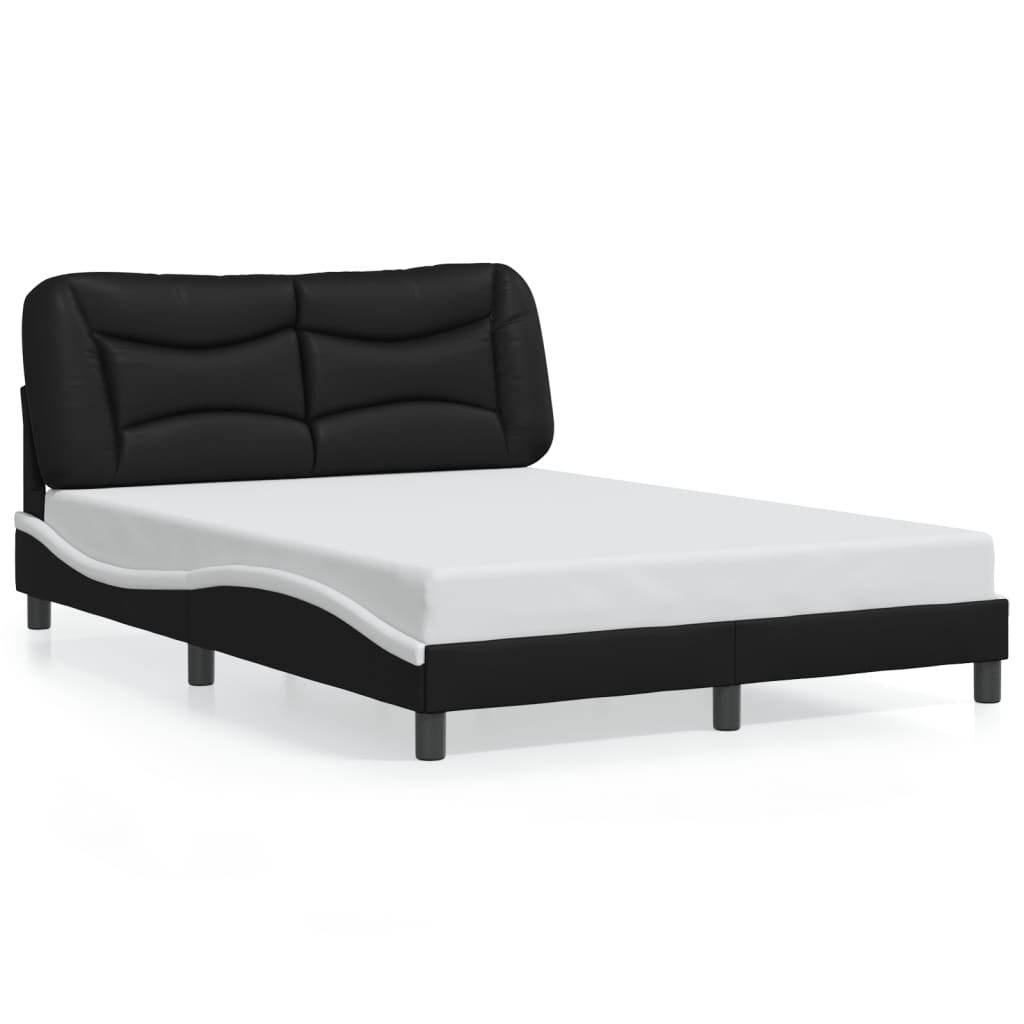 vidaXL Bed Frame without Mattress Black and White 137x187 cm Double Faux Leather