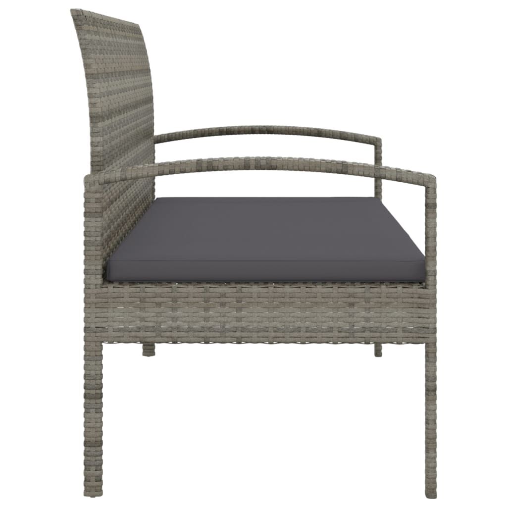 vidaXL Garden Bench with Cushion Grey 105 cm Poly Rattan