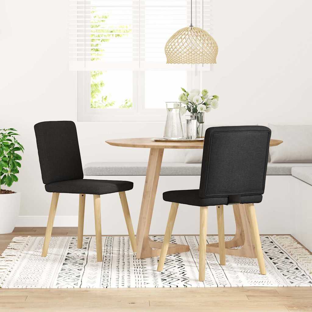 vidaXL Dining Chairs 2 pcs Black Fabric