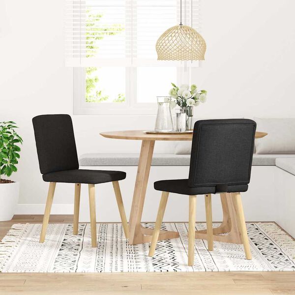 vidaXL Dining Chairs 2 pcs Black Fabric