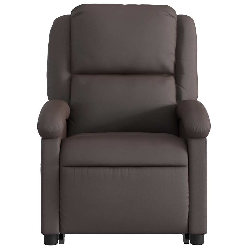 vidaXL Electric Stand up Massage Recliner Chair Dark Brown Real Leather