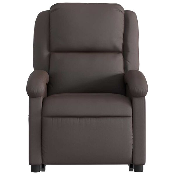 vidaXL Electric Stand up Massage Recliner Chair Dark Brown Real Leather