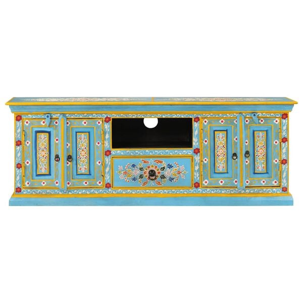 vidaXL TV Cabinet Blue 110x30x40 cm Solid Wood Mango