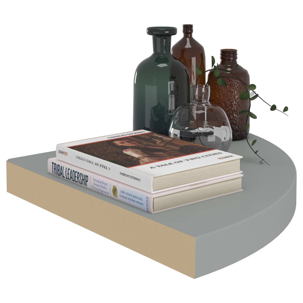 vidaXL Floating Corner Shelf Grey 35x35x3.8 cm MDF