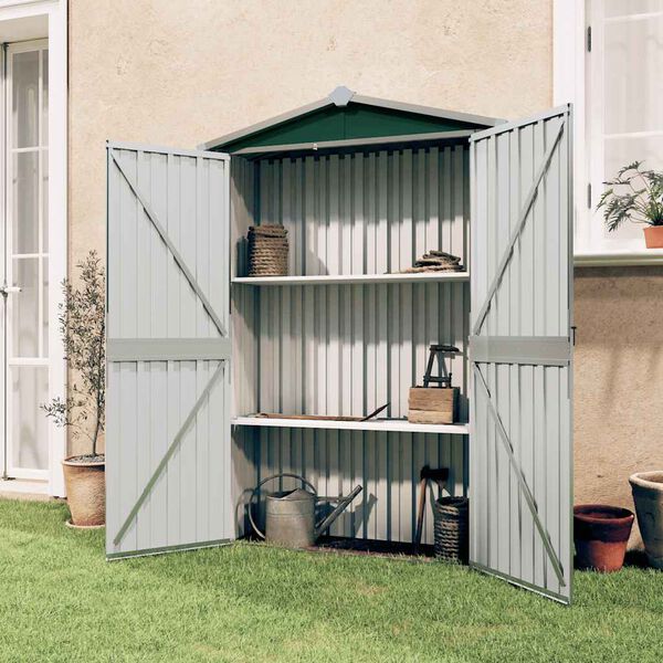 vidaXL Garden Shed Green 116x45x175 cm Galvanised Steel
