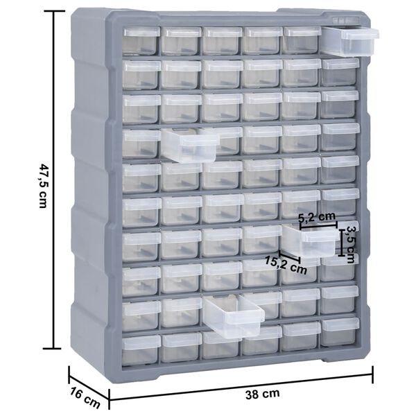 vidaXL Multi-drawer Organiser with 60 Drawers 38x16x47.5 cm