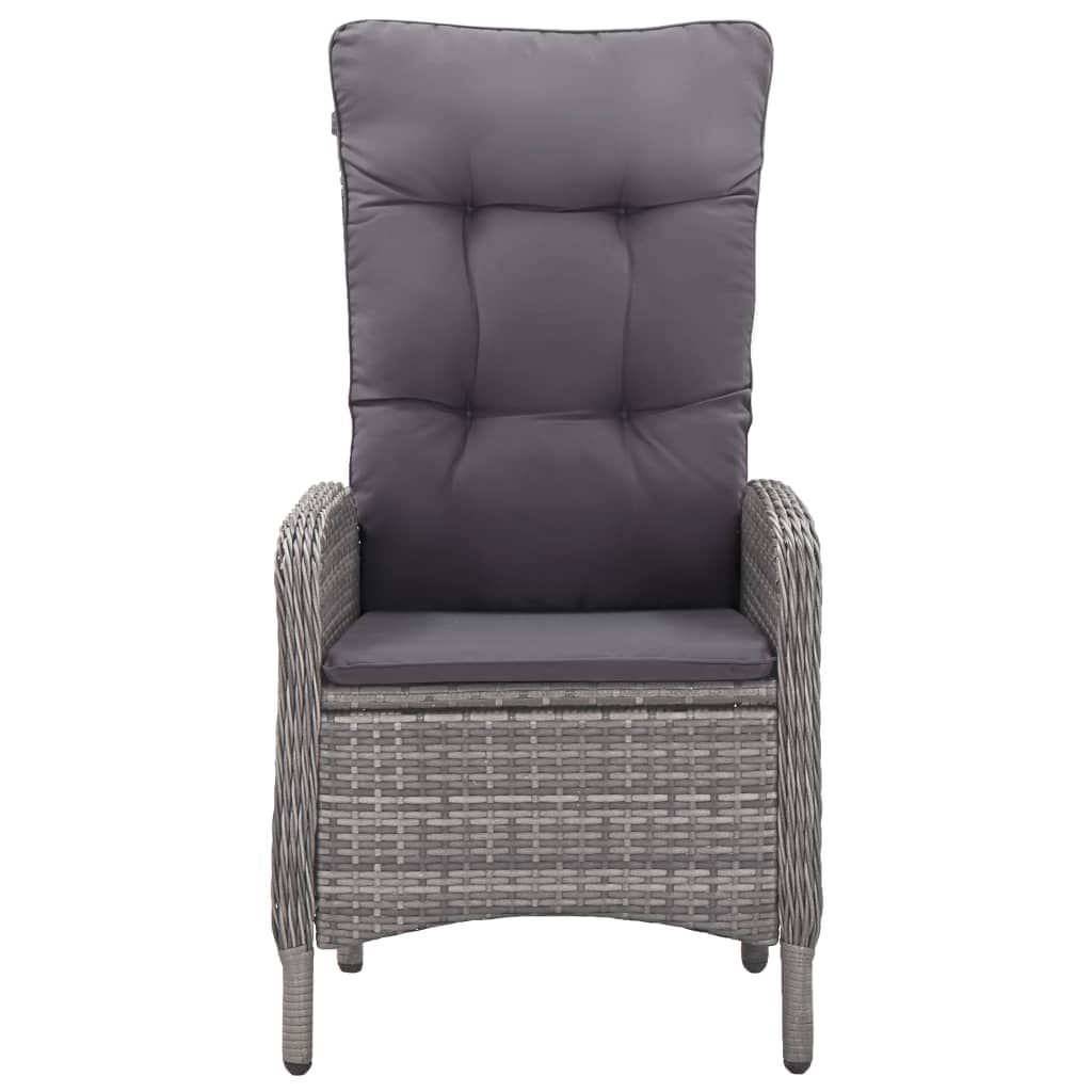 vidaXL 3 Piece Garden Bistro Set Poly Rattan and Glass Grey