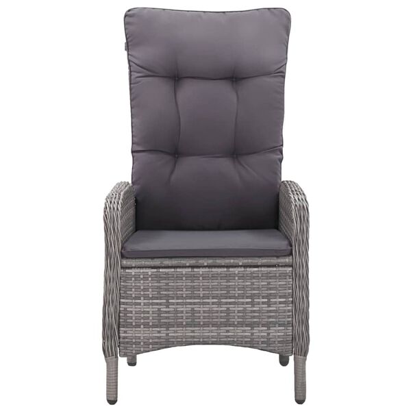 vidaXL 3 Piece Garden Bistro Set Poly Rattan and Glass Grey