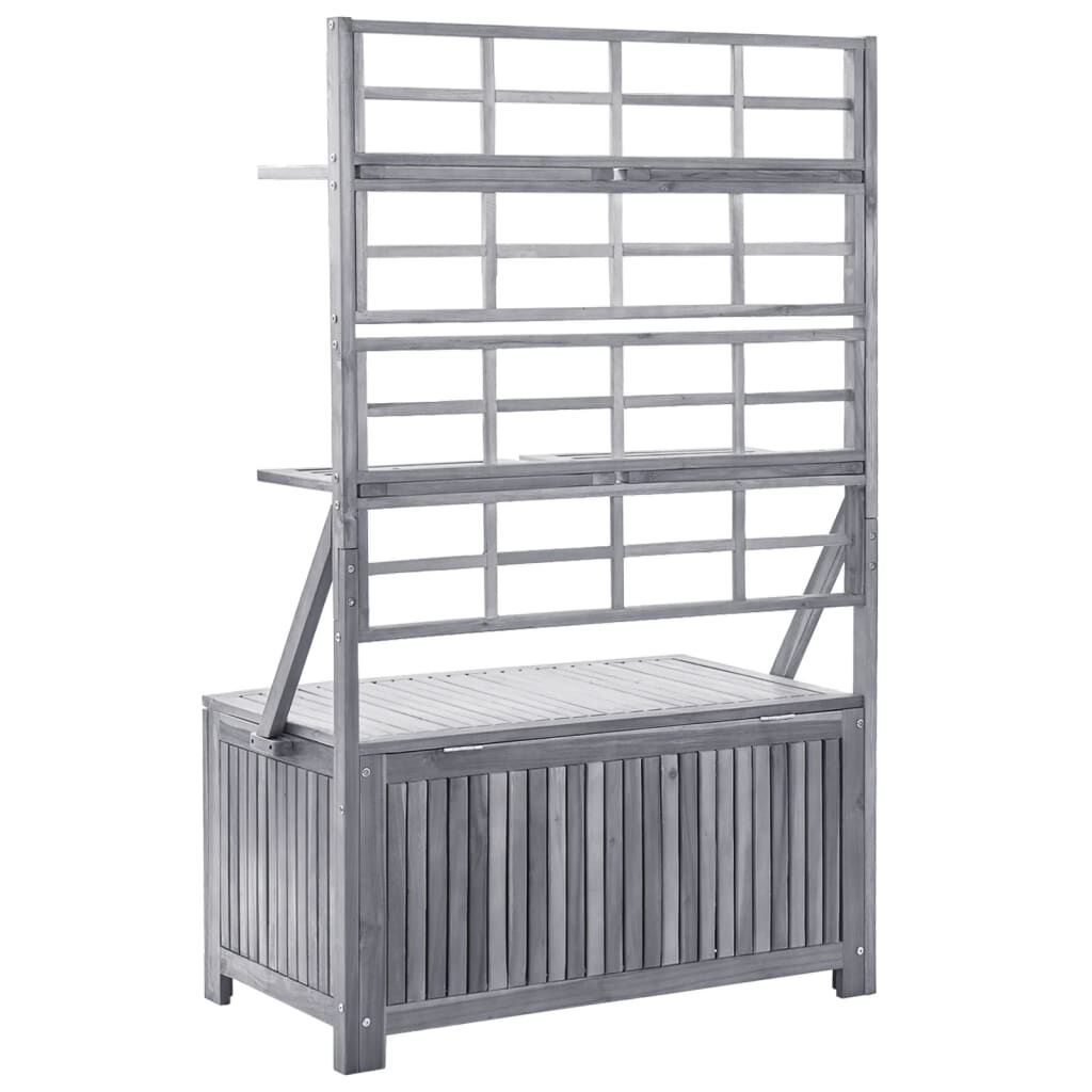 vidaXL Storage Box with Trellis Grey 99x55x160 cm Solid Acacia Wood