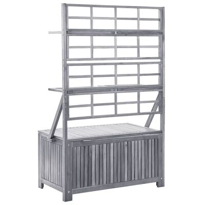 vidaXL Storage Box with Trellis Grey 99x55x160 cm Solid Acacia Wood