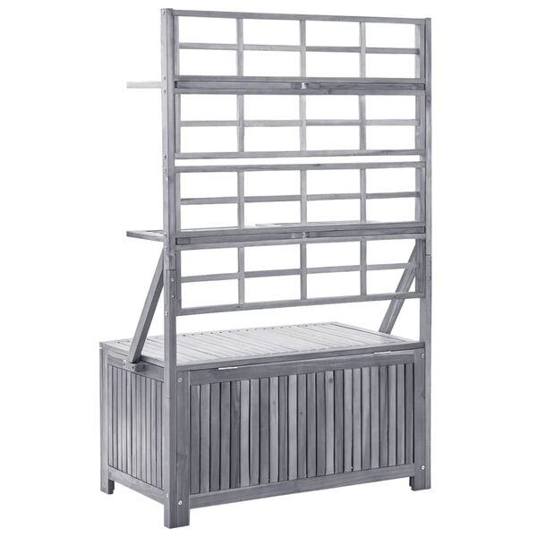 vidaXL Storage Box with Trellis Grey 99x55x160 cm Solid Acacia Wood
