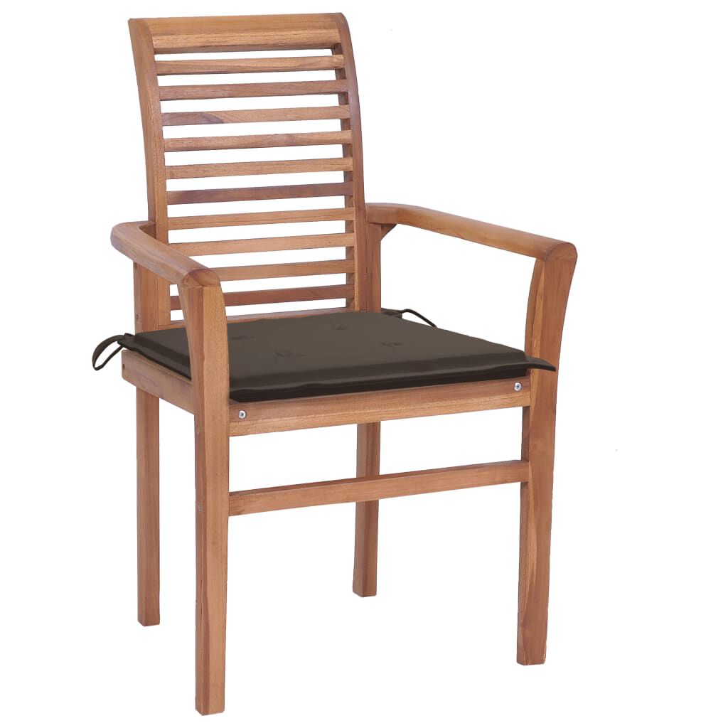 vidaXL Dining Chairs 2 pcs with Taupe Cushions Solid Teak Wood