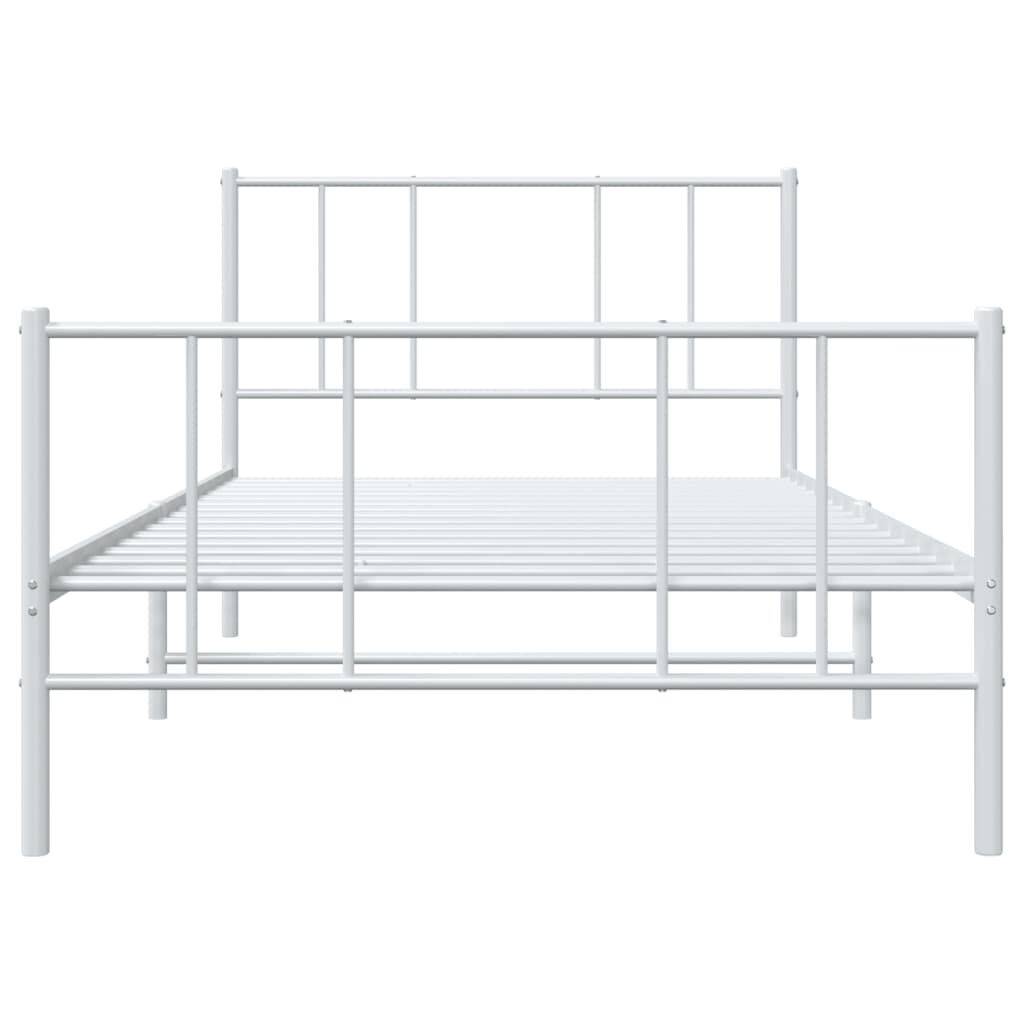 vidaXL Metal Bed Frame without Mattress with Footboard White 100x190cm