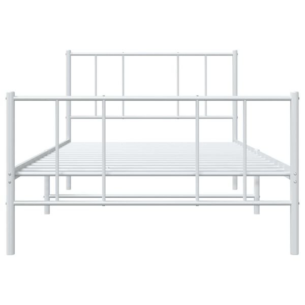 vidaXL Metal Bed Frame without Mattress with Footboard White 100x190cm