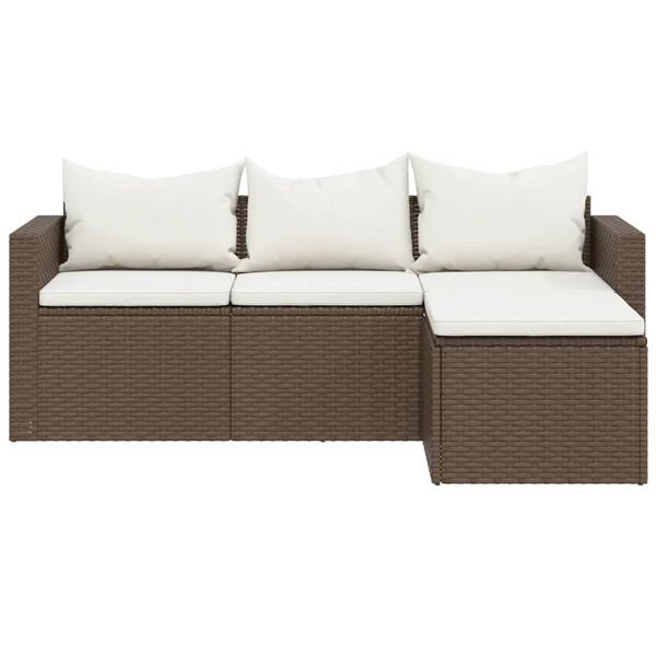vidaXL Garden Lounge Set Brown Poly Rattan